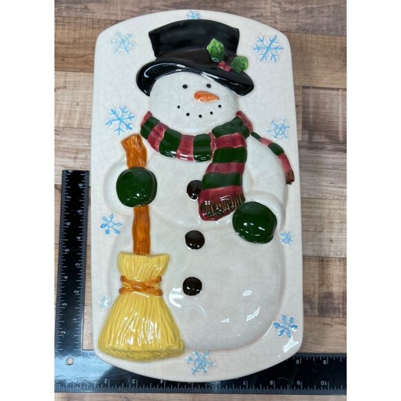 Ceramic Snowman Loaf Pan With Lid Winter Holiday Design New Debco - Picture 8 of 8
